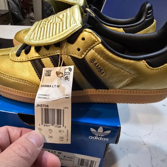 [JH5708] Womens Adidas Samba LT Long Tongue 'Gold Metallic Black Gum' SIZE 7 NEW - Picture 2 of 16